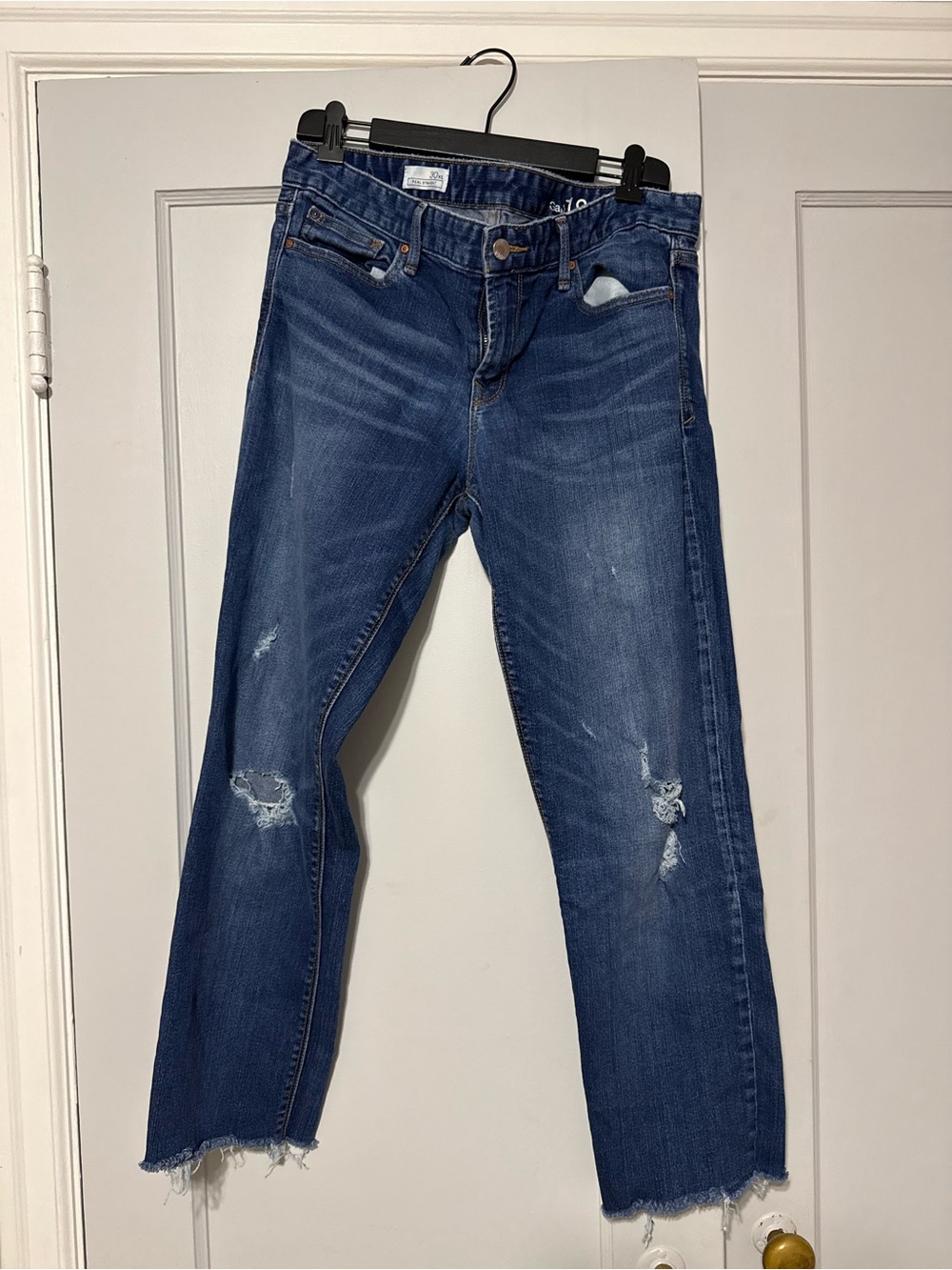 GAP Distressed Straight-Leg Jeans